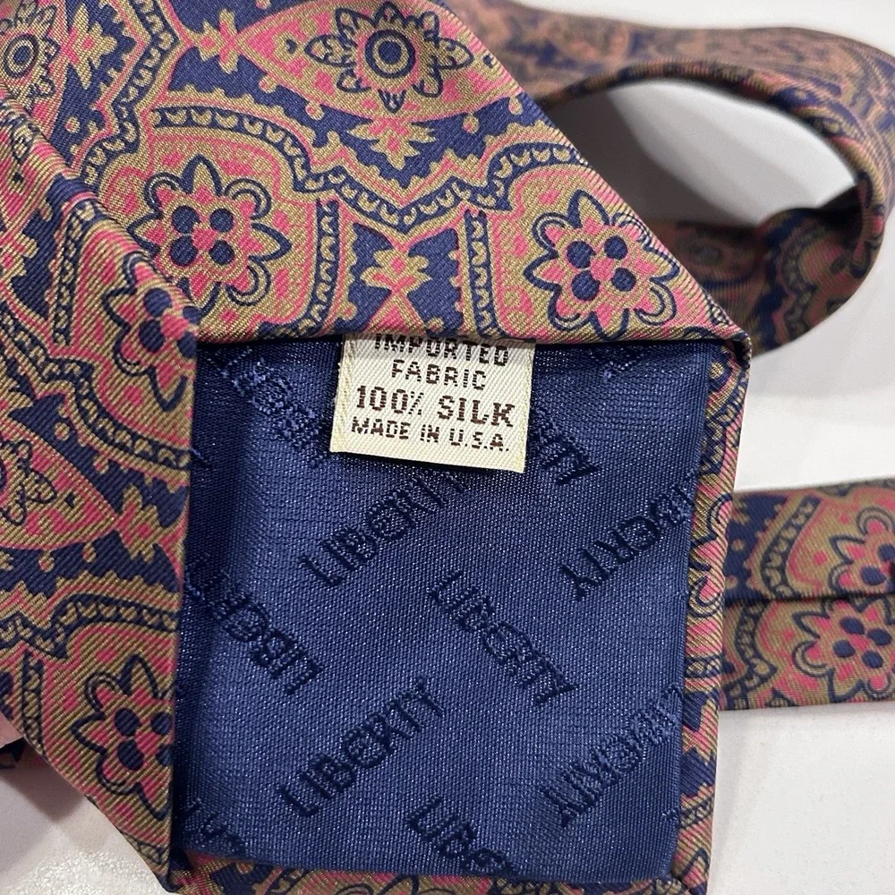 Liberty of London Geometric Paisley Silk Necktie Mens Cooper Navy‎ 56x3.75